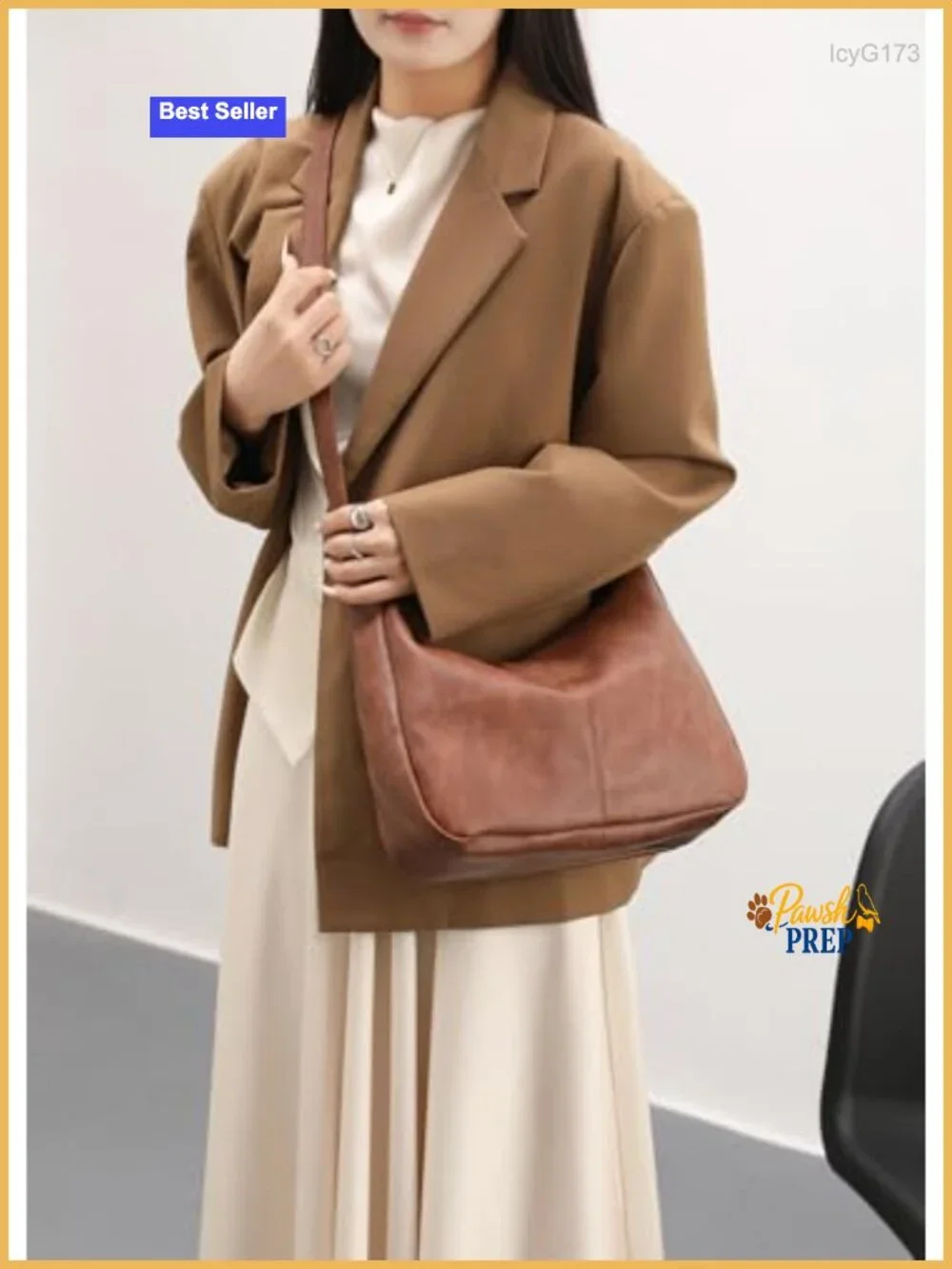 Foldable Hobo Shoulder Bag Vegan Leather Crossbody Tote with Adjustable Strap
